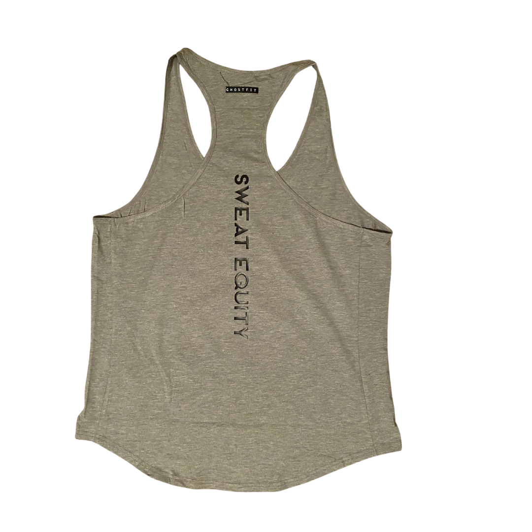 Grey Sweat Equity Performance Stringer Tank Tops