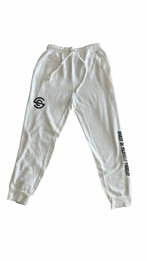 'Invest in yourself' white sweatpants
